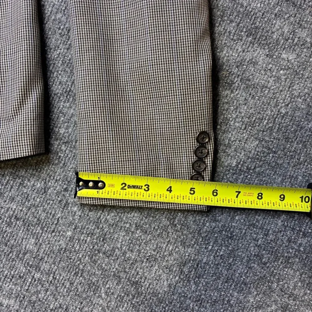 Lauren Ralph Lauren Houndstooth Blazer Sport Coat Mens 44L Brown Two Button
